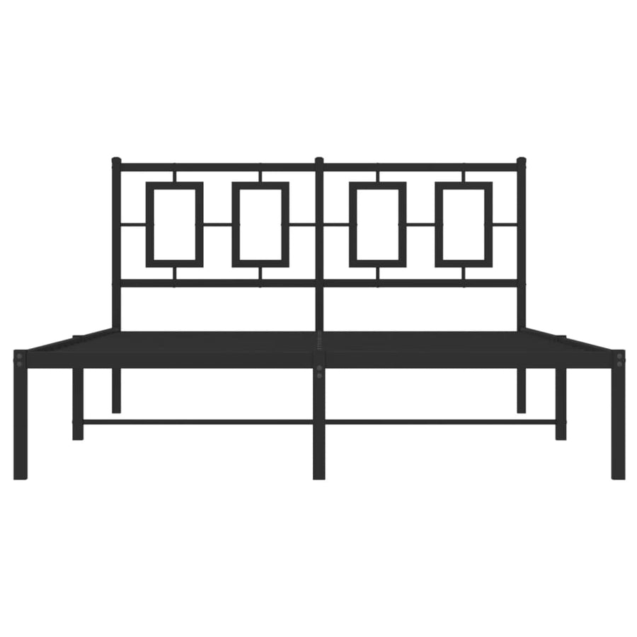 Bedframe Metaal Zwart 135 x 190 cm met hoofdbord