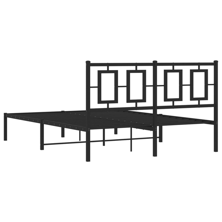 Bedframe Metaal Zwart 135 x 190 cm met hoofdbord