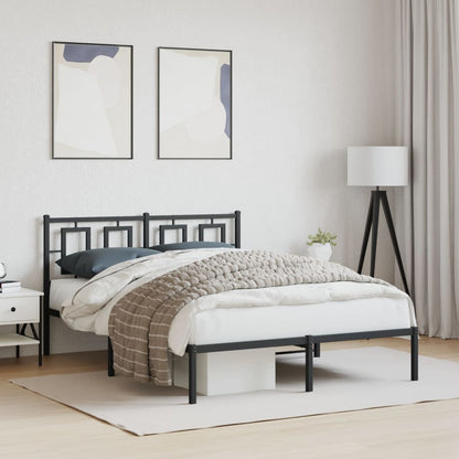 Bedframe Metaal Zwart 140 x 190 cm met hoofdbord