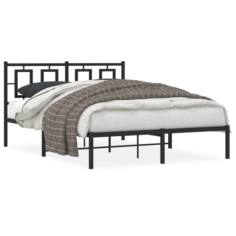 Bedframe Metaal Zwart 140 x 190 cm met hoofdbord