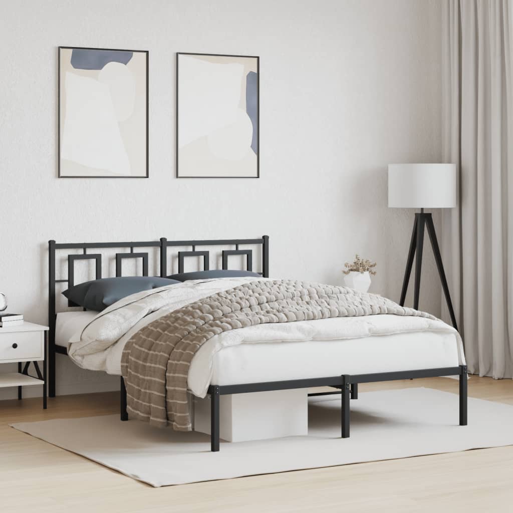 Bedframe Metaal Zwart 140 x 200 cm met hoofdbord