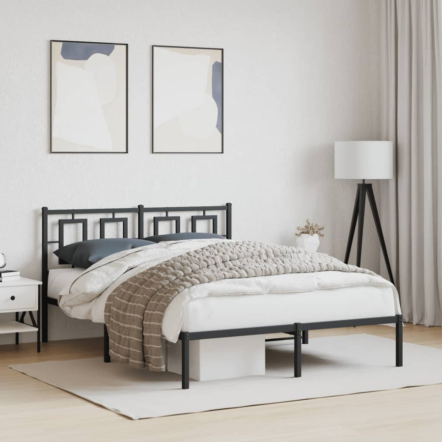 Bedframe Metaal Zwart 140 x 200 cm met hoofdbord