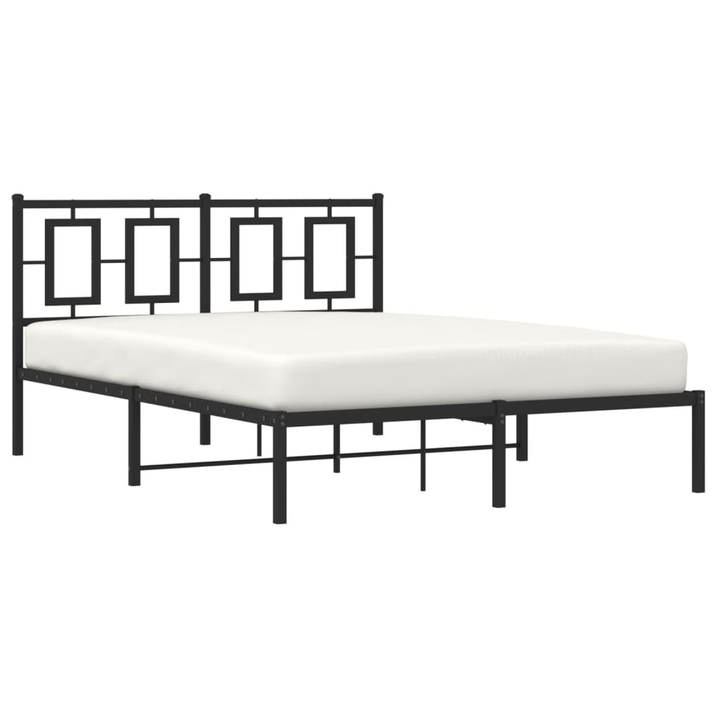 Bedframe Metaal Zwart 140 x 200 cm met hoofdbord