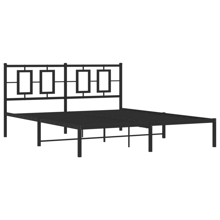 Bedframe Metaal Zwart 150 x 200 cm met hoofdbord
