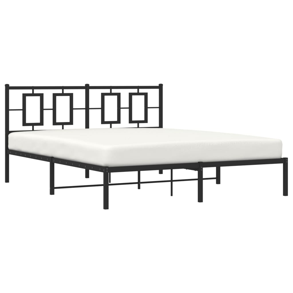 Bedframe Metaal Zwart 150 x 200 cm met hoofdbord
