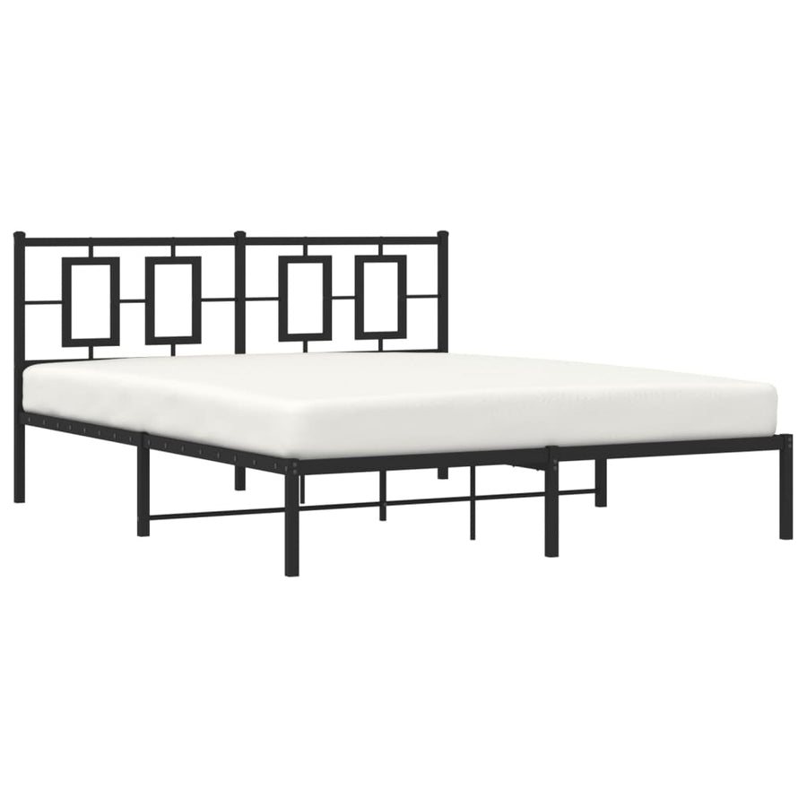 Bedframe Metaal Zwart 150 x 200 cm met hoofdbord