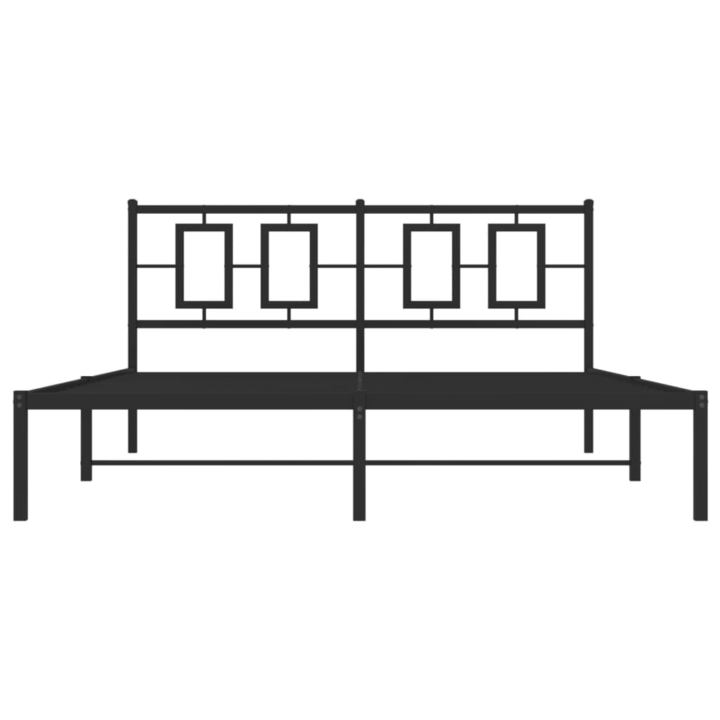 Bedframe Metaal Zwart 150 x 200 cm met hoofdbord