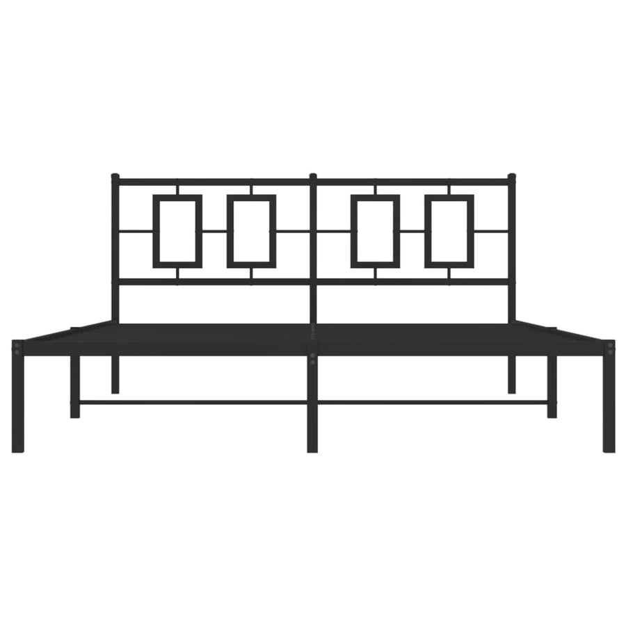 Bedframe Metaal Zwart 150 x 200 cm met hoofdbord