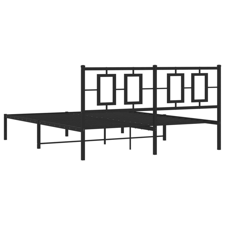 Bedframe Metaal Zwart 150 x 200 cm met hoofdbord