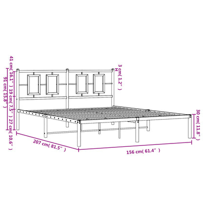 Bedframe Metaal Zwart 150 x 200 cm met hoofdbord