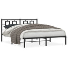 Bedframe metaal zwart 150x200 cm met hoofdbord