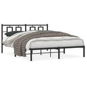 Bedframe metaal zwart 150x200 cm met hoofdbord