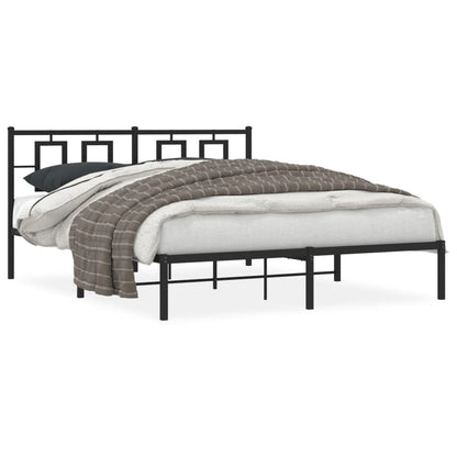 Bedframe Metaal Zwart 150 x 200 cm met hoofdbord