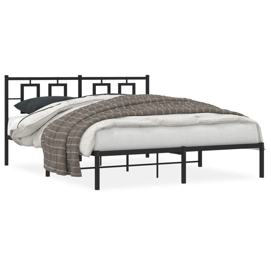 Bedframe Metaal Zwart 150 x 200 cm met hoofdbord
