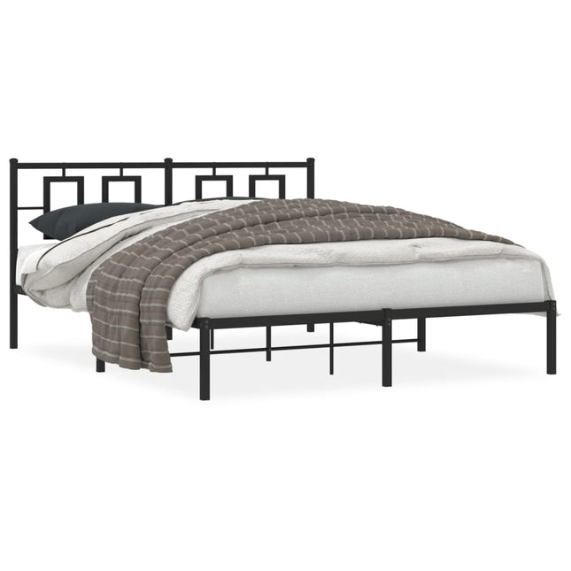 Bedframe Metaal Zwart 160 x 200 cm met hoofdbord