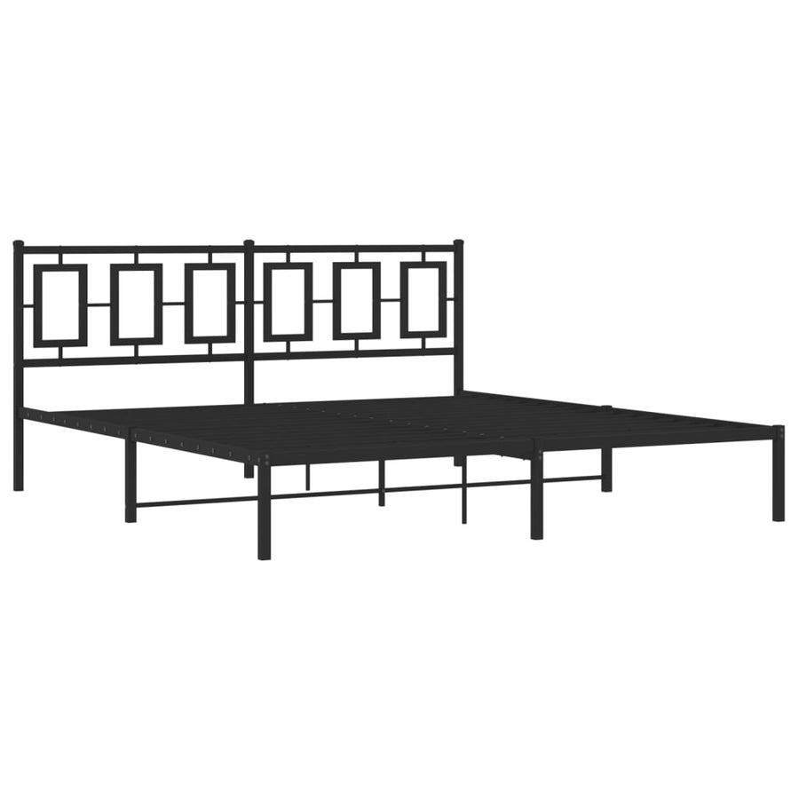 Bedframe Metaal Zwart 183 x 213 cm met hoofdbord