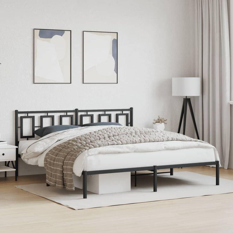 Bedframe Metaal Zwart 183 x 213 cm met hoofdbord