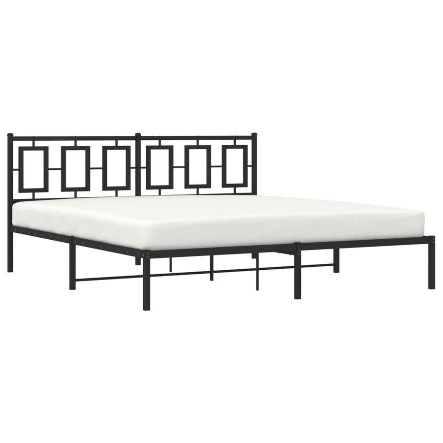 Bedframe Metaal Zwart 183 x 213 cm met hoofdbord