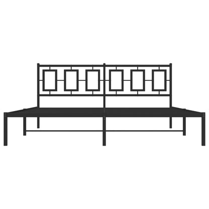 Bedframe Metaal Zwart 183 x 213 cm met hoofdbord