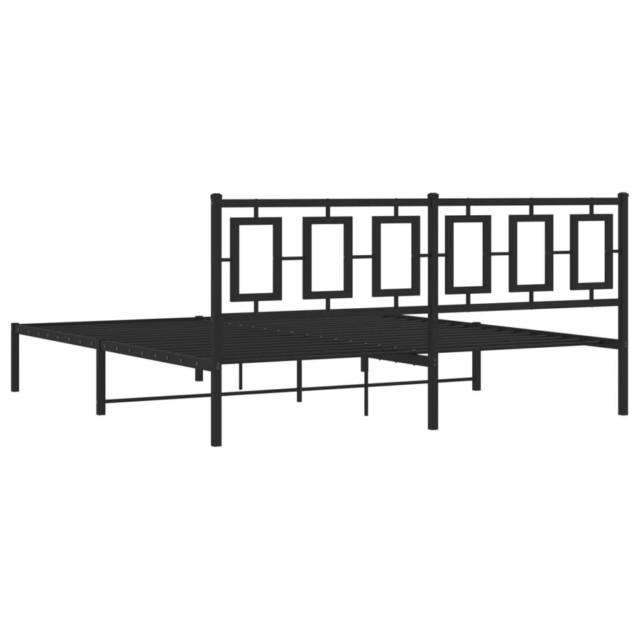 Bedframe Metaal Zwart 183 x 213 cm met hoofdbord
