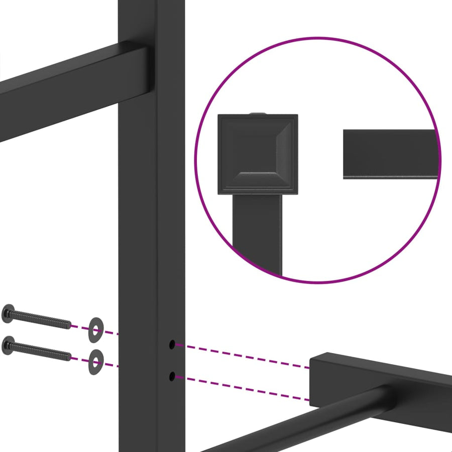 Bedframe Metaal Zwart 183 x 213 cm met hoofdbord
