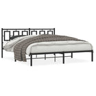 Black metal bed frame with headboard 183x213 cm