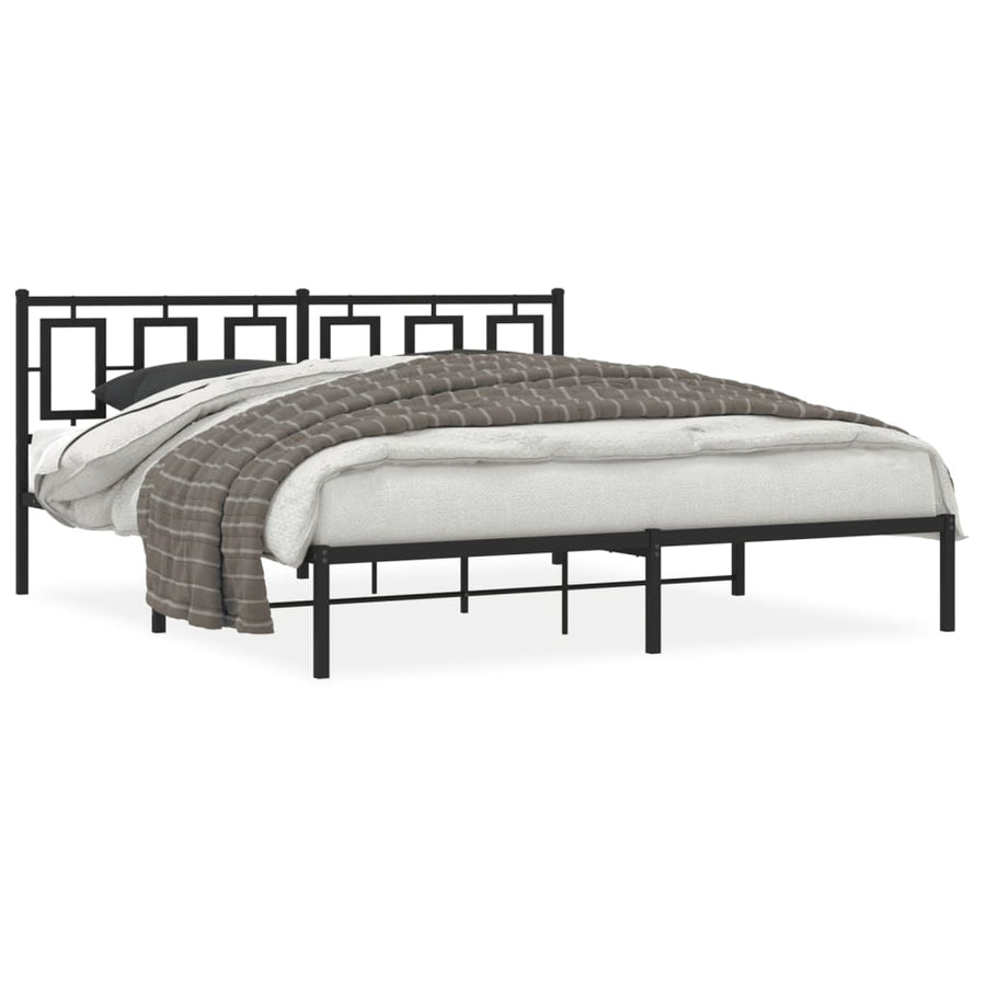 Bedframe Metaal Zwart 183 x 213 cm met hoofdbord