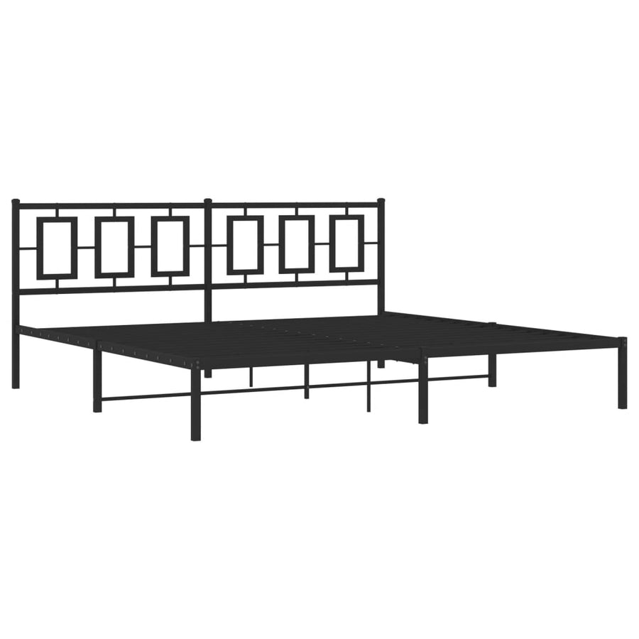 Bedframe Metaal Zwart 193 x 203 cm met hoofdbord