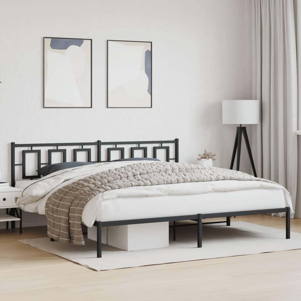 Bedframe Metaal Zwart 193 x 203 cm met hoofdbord