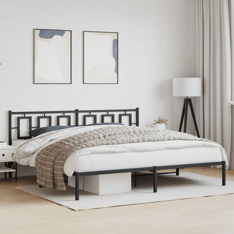 Bedframe Metaal Zwart 193 x 203 cm met hoofdbord