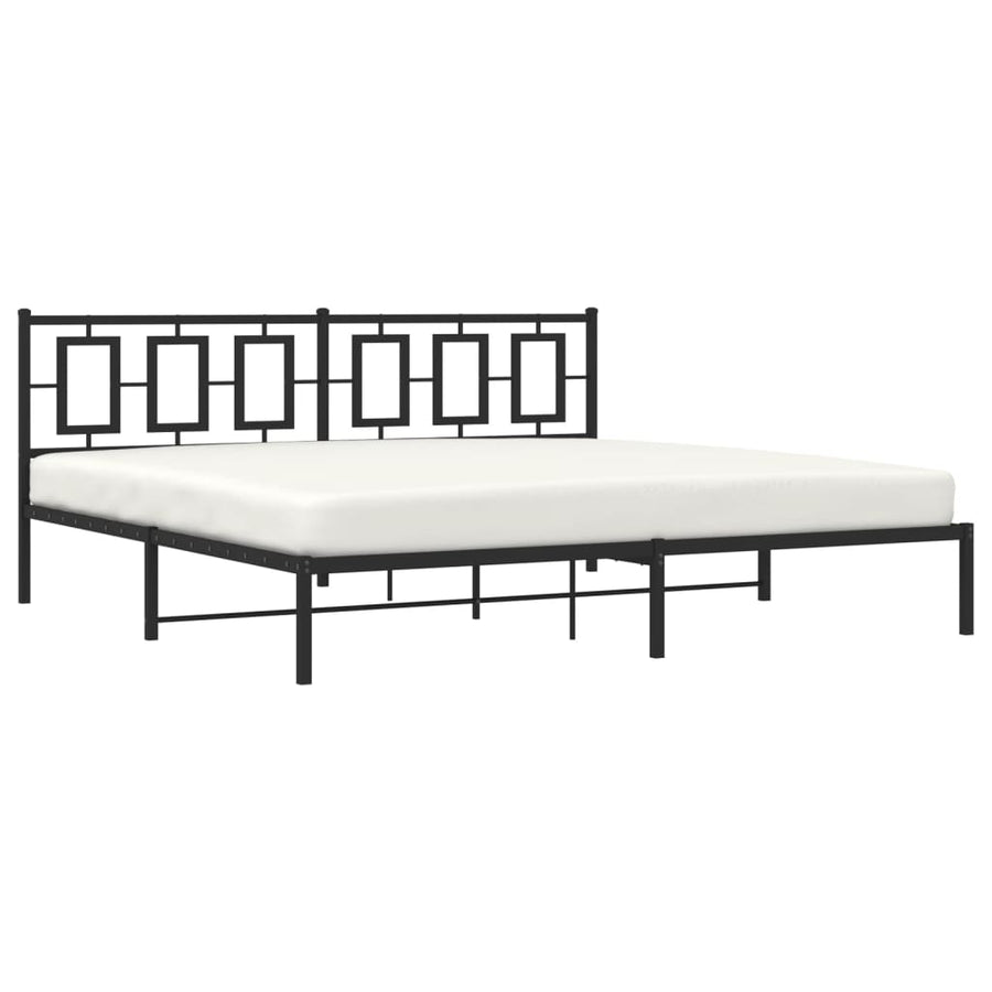 Bedframe Metaal Zwart 193 x 203 cm met hoofdbord