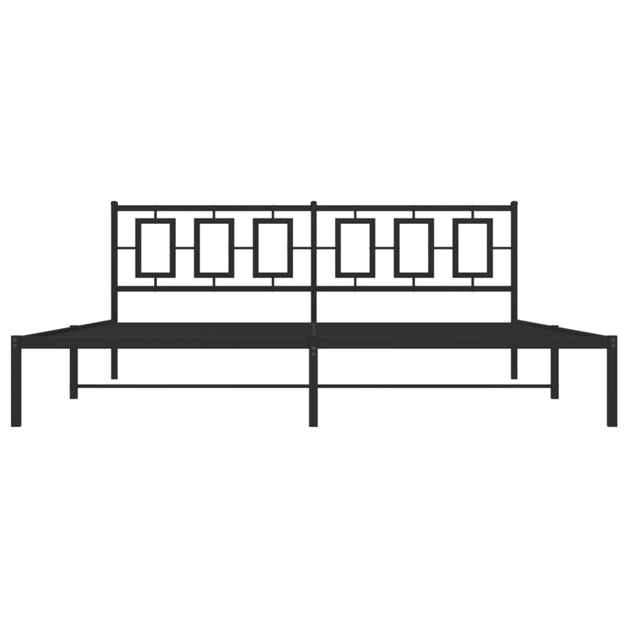 Bedframe Metaal Zwart 193 x 203 cm met hoofdbord