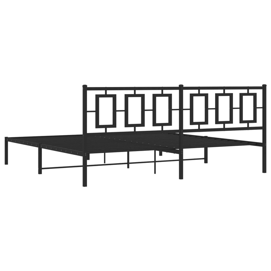 Bedframe Metaal Zwart 193 x 203 cm met hoofdbord