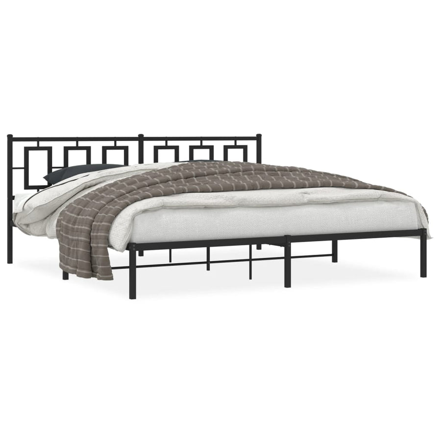 Bedframe Metaal Zwart 193 x 203 cm met hoofdbord