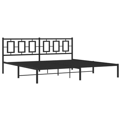Bedframe Metaal Zwart 200 x 200 cm met hoofdbord