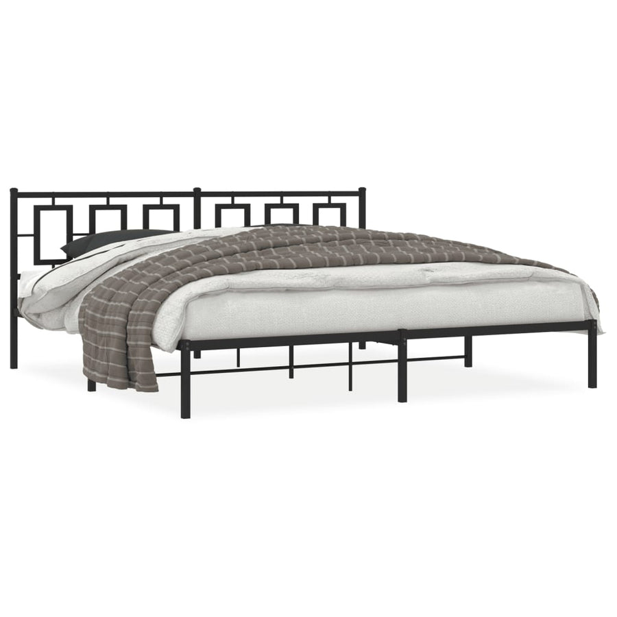 Bedframe met hoofdbord metaal zwart 200x200 cm