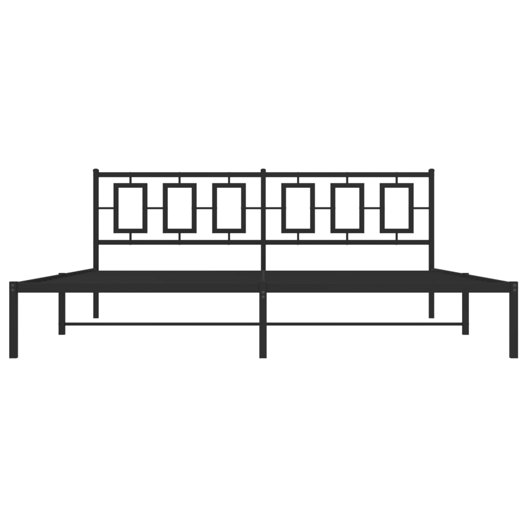 Bedframe Metaal Zwart 200 x 200 cm met hoofdbord