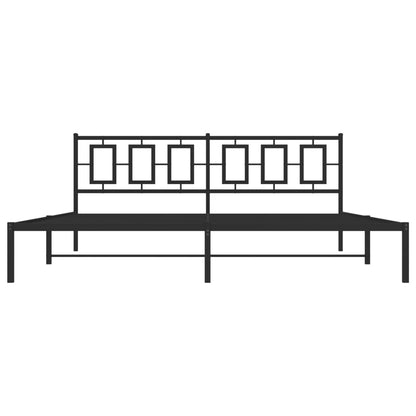 Bedframe Metaal Zwart 200 x 200 cm met hoofdbord