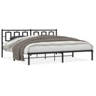 Bed frame with headboard metal black 200x200 cm