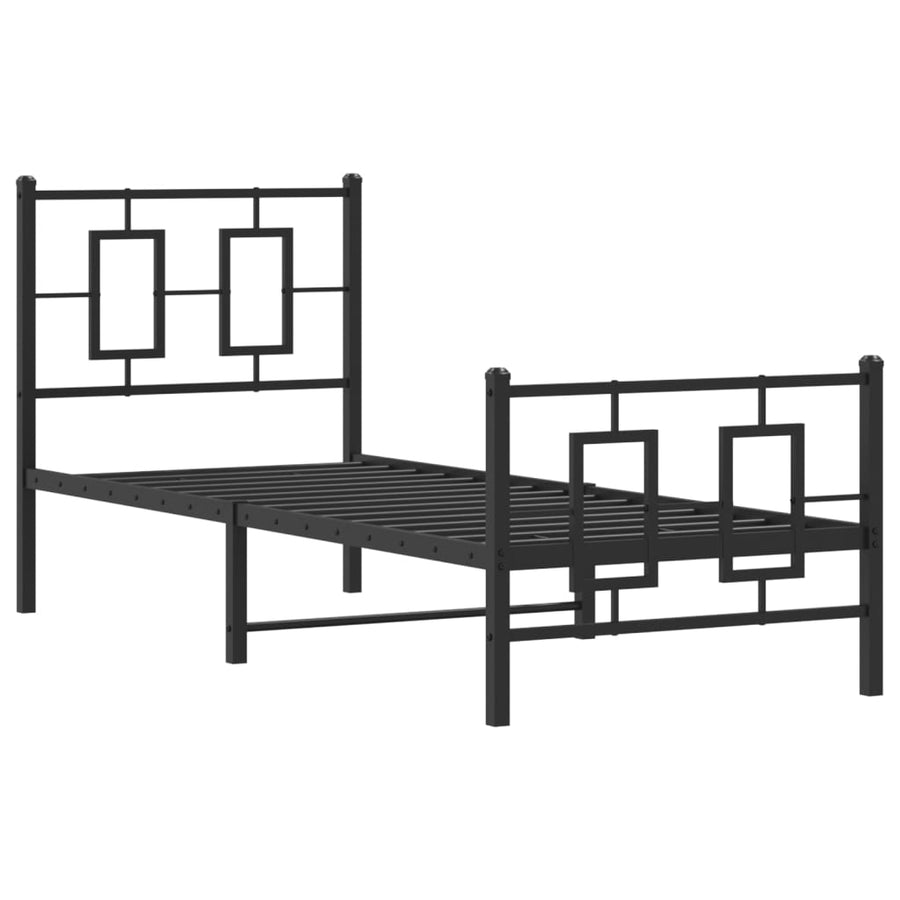 Bedframe Met Hoofd- En Voeteneinde Metaal Zwart 75 x 190 cm met hoofdbord & voetbord