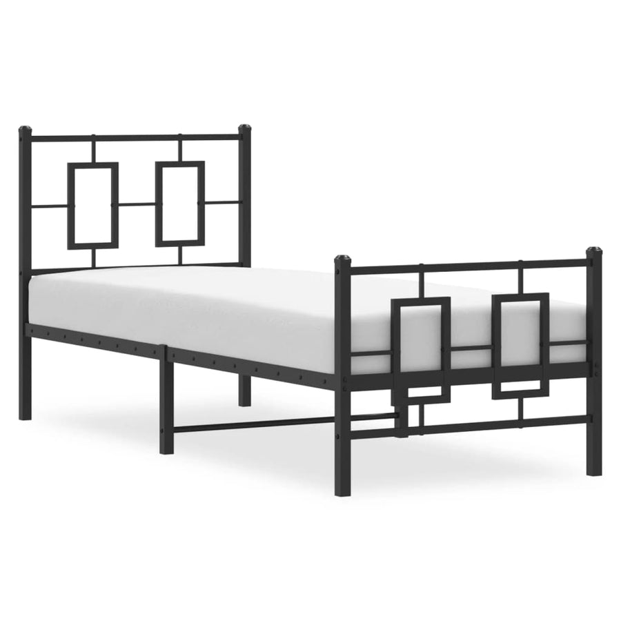 Bedframe Met Hoofd- En Voeteneinde Metaal Zwart 75 x 190 cm met hoofdbord & voetbord