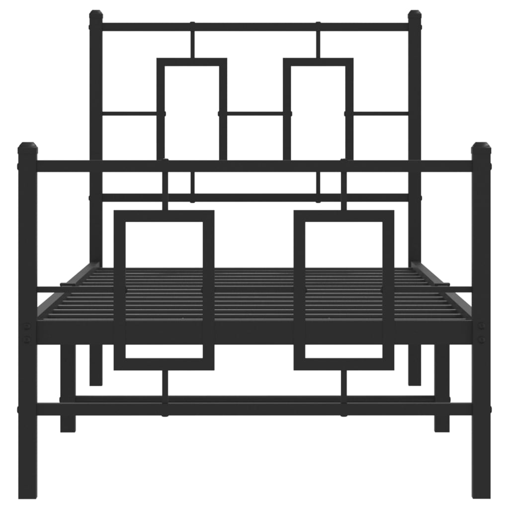 Bedframe Met Hoofd- En Voeteneinde Metaal Zwart 75 x 190 cm met hoofdbord & voetbord