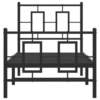 Bedframe Met Hoofd- En Voeteneinde Metaal Zwart 75 x 190 cm met hoofdbord & voetbord