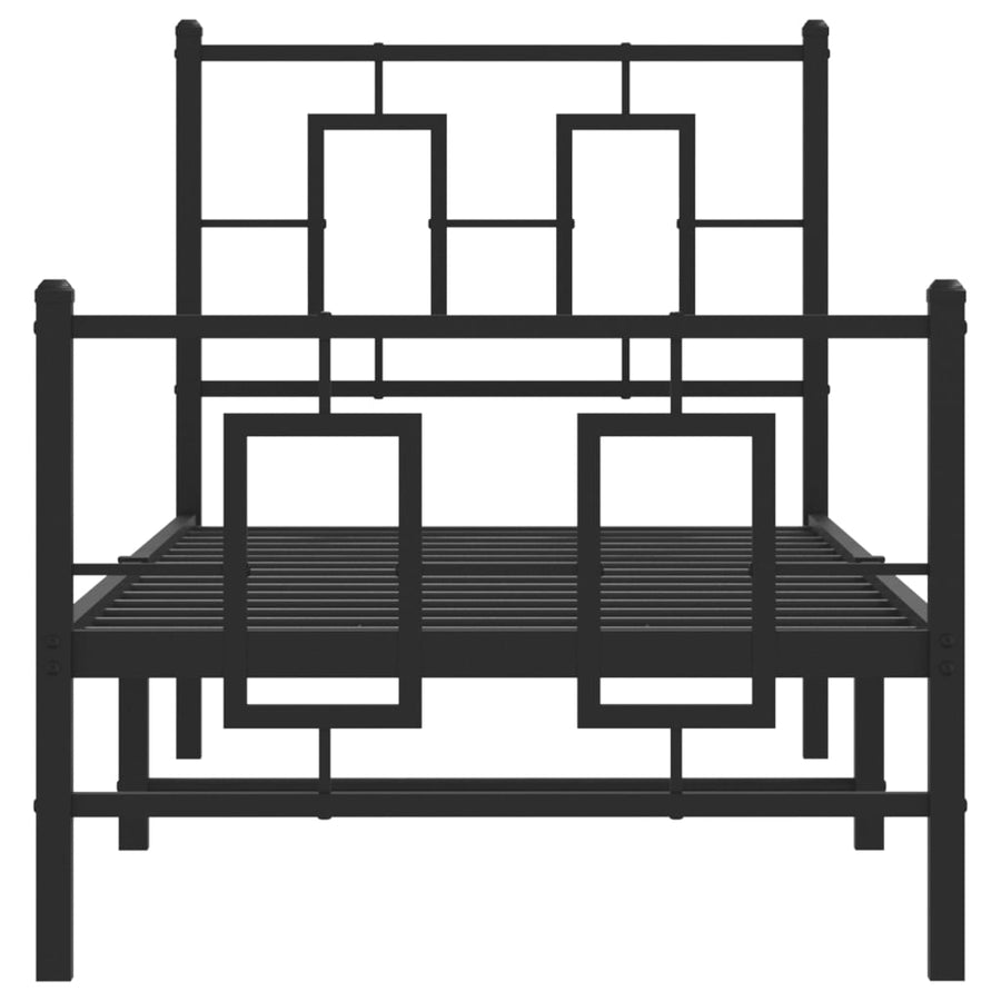 Bedframe Met Hoofd- En Voeteneinde Metaal Zwart 75 x 190 cm met hoofdbord & voetbord