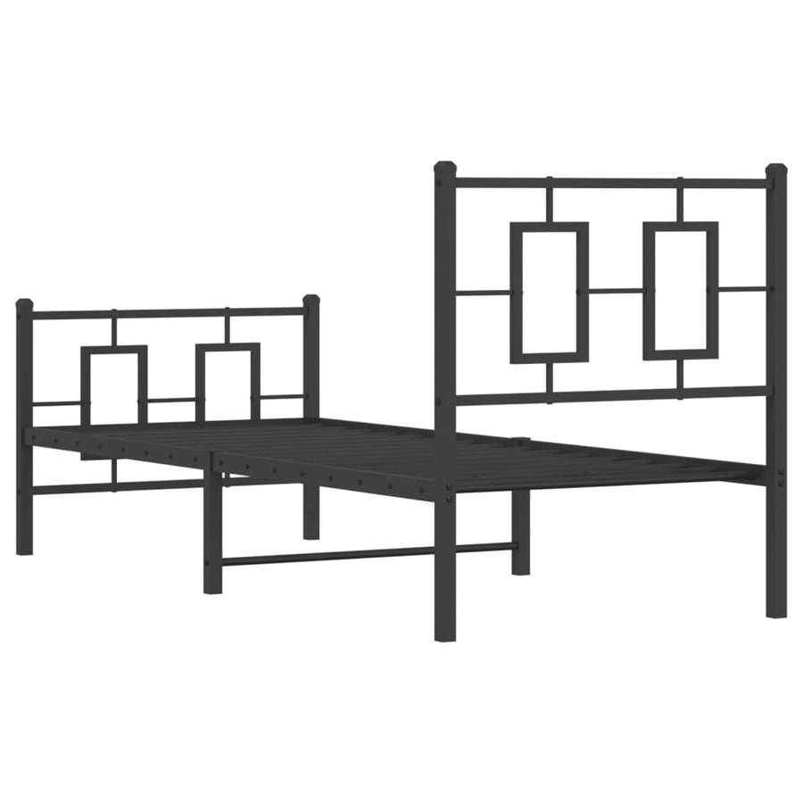 Bedframe Met Hoofd- En Voeteneinde Metaal Zwart 75 x 190 cm met hoofdbord & voetbord