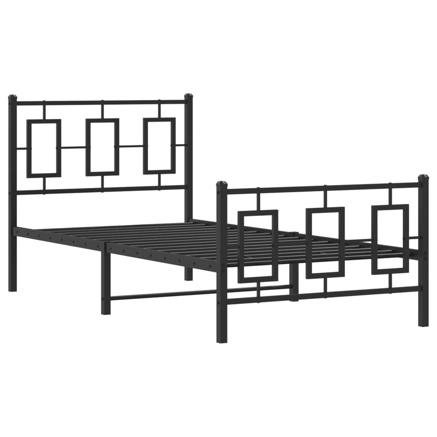 Bedframe Met Hoofd- En Voeteneinde Metaal Zwart 90 x 200 cm met hoofdbord & voetbord