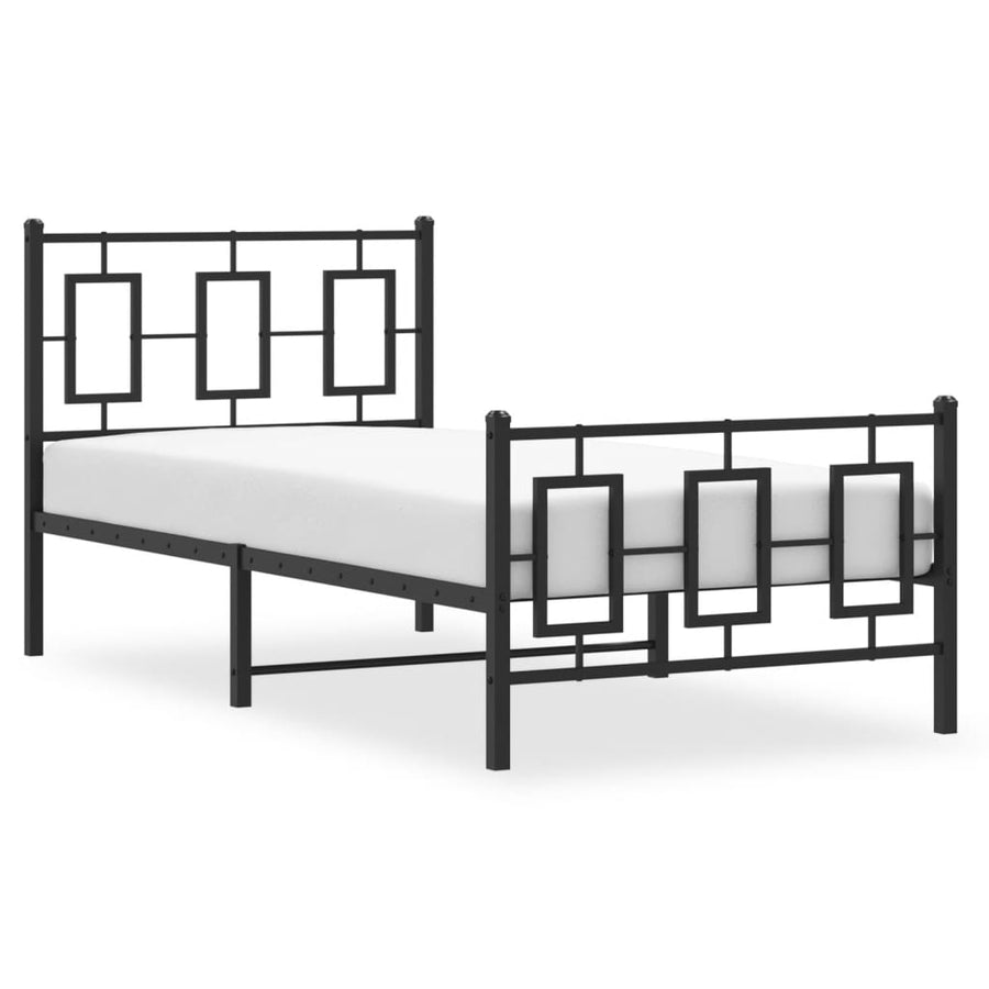 Bedframe Met Hoofd- En Voeteneinde Metaal Zwart 90 x 200 cm met hoofdbord & voetbord