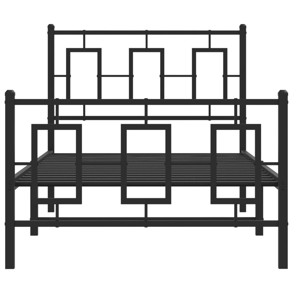 Bedframe Met Hoofd- En Voeteneinde Metaal Zwart 90 x 200 cm met hoofdbord & voetbord
