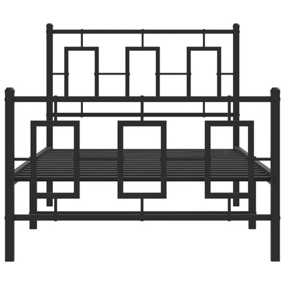 Bedframe Met Hoofd- En Voeteneinde Metaal Zwart 90 x 200 cm met hoofdbord & voetbord