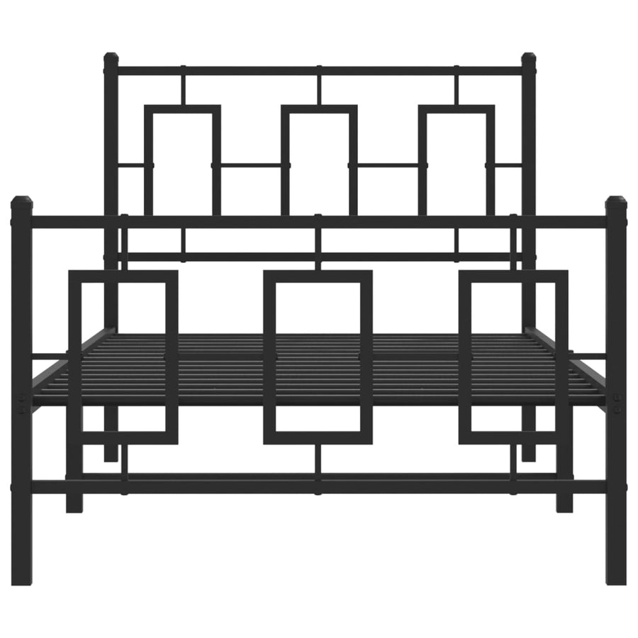Bedframe Met Hoofd- En Voeteneinde Metaal Zwart 90 x 200 cm met hoofdbord & voetbord